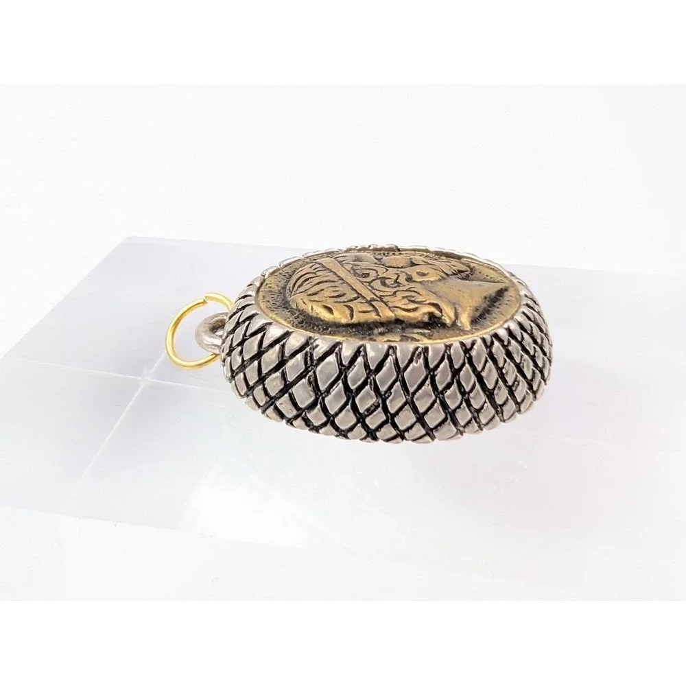 Greek Revival‎ Pendant Vintage Button Two Tone Upcycled Repurposed
